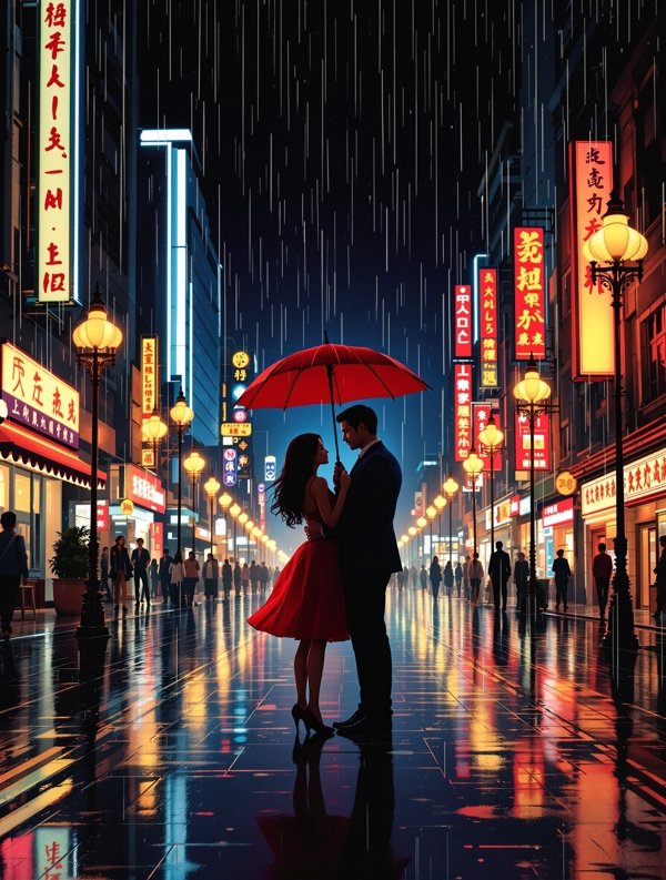 影片《霓虹初遇》海报,发生在上海的都市情感剧作品