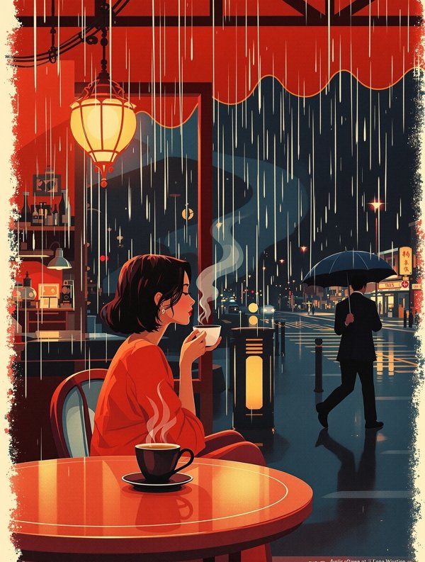 影片《雨天咖啡馆》海报，发生在台北的爱情电影作品